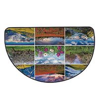 Spa Comfortable Semicircle Mat,Aromatherapy Purple Lilac Orchid Wellness Spa Fragrant Organic Herbal Oil Soaps Candles for Living Room,15.7" H x 31.4" L