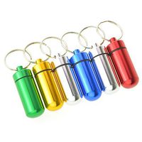 Dxhycc 6pcs Waterproof Aluminum Pill Box Case Bottle Cache Drug Holder Keychain Container Color Random