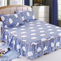 FENGDONG Household Bedcover Floral Fitted Sheet Cover Bedspread Bedroom Bed