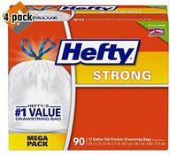 Hefty Strong Tall Kitchen Trash Bags - 13 Gallon, 90 Count 4 Pack