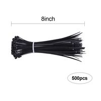 10Gtek NZT-048-200-BK/500 Small Zip Ties, 8 Inch(500pcs), Black
