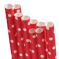 10 ct. Red Polka Dot Paper Straw | Quantity: 10 | Length - 7 3/4" | Diameter - 1/4"
