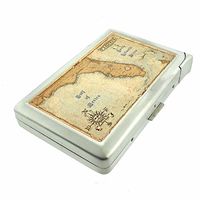 Cigarette Case with Built in Lighter Vintage Miami Florida Map S1 Smoking King Size Cigarettes Silver Metal Wallet 4" X 2.75" RFID Protection Orlando