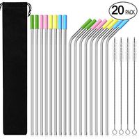 16PCS Stainless Steel Straws 10.5”with 4 Cleaning Brushes, Reusable Straws for 40oz/30oz Tumblers