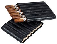 Visol Cardona Black Leather Cigar Case, 6 Cigars