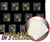 SVORAK KEYBOARD STICKERS WITH YELLOW LETTERING TRANSPARENT BACKGROUND