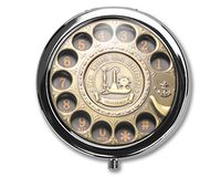 Rotary Telephone Pill Box Case Pillbox Holder Trinket Stash Box Phone Dial Pop Art Retro Medicine Tablet Holder Organizer