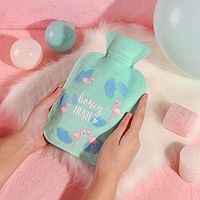 Irrigation hot Water Bottle Female Note Plumbing Water Bag Flushing Warm Handbag Cute Cartoon Student Small Hand Warmer Explosion-Proof Warm Treasure, Light Green Flamingo Medium