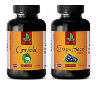 antioxidant Herbs - GRAVIOLA - Grape Seed Extract - Grape Seed Extract Capsules - (2 Bottles Combo)