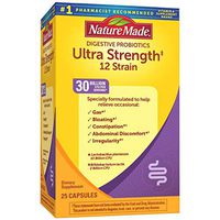 Nature Made Digestive Probiotics Ultra Strength‡ 12 Strain Capsules, 30 Billion CFU per Serving, 25 Count for Digestive Balance† (Packaging May Vary)