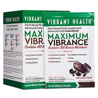 Vibrant Health - Maximum Vibrance, Plant-Based Meal Replacement Rich with Vitamins, Minerals, Antioxidants, and Protein, Gluten Free, Vegetarian, Non-GMO, Chocolate Chunk, 10 Packets
