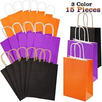 15 Pieces Halloween Paper Bags Gift Bags Colorful Candy Bags with Handle for Holiday Party Packing
