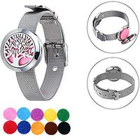 FUEGOELVES Essential Oil Diffuser Bracelet,Stainless Steel Aromatherapy Locket Bracelets 316L Surgical Stainless Steel