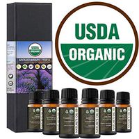 Top 6 Certified Organic Essential Oil 10ml Gift Set Therapeutic Grade Kit with Lavender, Tea Tree, Eucalyptus, Peppermint, Orange, Lemongrass