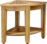 AquaTeak 15.5" Kai Corner Shield Teak Shower Bench with Shelf