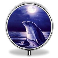 IMLONE Pill Organizer, Customized Dolphin Pill Boxes with 3 Components and Mirror for Travelling and Daily Needs