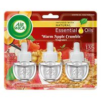 Air Wick plug in Scented Oil 3 Refills, Warm Apple Crumble, Holiday scent, Holiday spray, (3x0.67oz), Essential Oils, Air Freshener, Packaging May Vary
