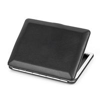 Ultra-Thin Plain Black Leather Metal Cigarette Case Holder Box Holds 8 Cigarettes