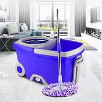 Aliturtle Microfiber Spin Mop & Bucket Floor Cleaning System, Upgraded Stainless Steel Deluxe 360 Spinning Mop Bucket Floor Cleaning System with 5.91 ft Extended Mop, Metal Bucket, Steel Plate