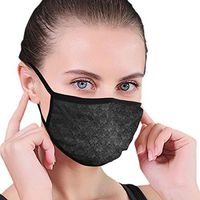 YOFFYO Anti Allergy Adjustable Elastic Band Mouth Covers for Women Men Kids, Black Elegant Ornaments Texture Warm Half Face Mouth Cover for Dust, Camping - Anti Pet Hair Allergy