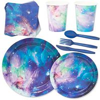 Cosmic Galaxy Birthday Party Supplies, Dinnerware Set (168 Pieces, Serves 24)