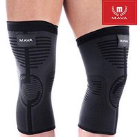 Mava Sports Knee Compression Sleeve Support for Men and Women - Perfect for Powerlifting, Weightlifting, Running, Gym Workout, Squats and Pain Relief (Black Lines, XXX-Large)