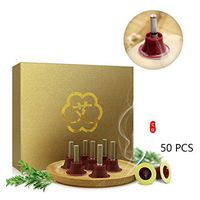 Heyeasy Stick On Moxa Sticks Chinese Moxibustion Joss Stick Mild Soft Heat Therapy Beginner Kit and A Plastic Base Tools with Hypo Allergenic Gum with Exquisite Gift Box Packaging(50pcs/Box)