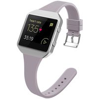 YiJYi Slim Bands Compatible with Fitbit Blaze,Thinner Soft Silicone Band with Metal Frame Replacement Wristband for Women Men Small Large (Large(6.3"-8.3"), Purple Grey/Silver Frame)