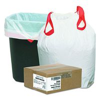 Webster 1DK200 Hexene Resin Draw'n Tie Heavy Duty Waste Can Liner, Kitchen, 0.9 Mil, Flat Seal, 27.38" x 24.5", in Individually Folded Dispensing Bag, White (Pack of 200)