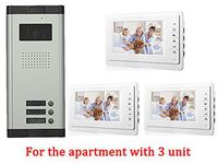 Apartment Wired 7 Inch Monitor Video Door Phone Audio Visual Intercom Entry Access System 3 Units