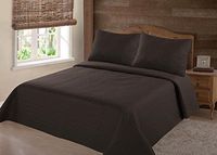 unbrand New 2/3PC NENA Bed Bedspread Quilt Set Coverlet Solid Stippling STITCHE Modern/King - Brown