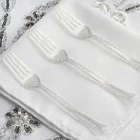 Tableclothsfactory 100 pcs Silver Glittered Disposable Plastic Fork for Wedding Party Banquet Events Candy Buffets Dinnerware