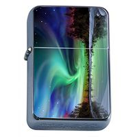 Alaska Scenery Flip Top Oil Lighter S10 Smoking Cigarette Smoker Includes Silver Case