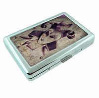 Gothic Joker Card Vintage Metal Silver Cigarette Case Holder RFID-Blocking Wallet