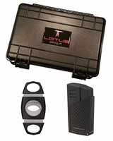 Maltese Big Kahuna Cutter Gift Set Black Matte Lighter 5 Count Travel Humidor in an Attractive Gift Box Warranty