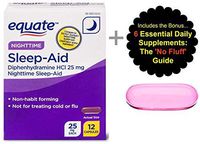 Sleep Aid Capsules (Compare to Nighttime Zquil Liquicaps Medicine Pills) 12ct and Bonus No Fluff Supplement Guide©
