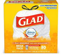 Glad Tall Kitchen Drawstring Trash Bags - OdorShield 13 Gallon White Trash Bag, Febreze Hawaiian Aloha - 80 Count