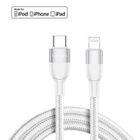 Anyasun USB C to Lightning Cable， Nylon Braided Fast Charging Type C to Lighting Syncing Cord Compatible with iPhone X XR XS Max, MFi Certified, PD Fast Charging Cable Use with Type C Charger (White)