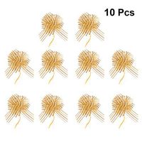 STOBOK 10Pcs Pull Bows Large Gift Wrapping Pull Bow with Ribbon for Christmas Wedding Gift Baskets Goldend
