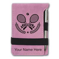 Mini Notepad, Tennis Rackets, Personalized Engraving Included (Pink)