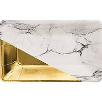 Rectangular Foil Appetizer Paper Plate Marble/Gold 5.5 x 9" Pk 16