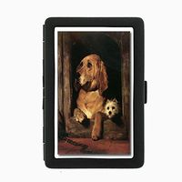 Perfection In Style Black Color Metal Cigarette Case Vintage Dog Design 010