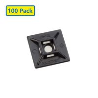 Self Adhesive Cable Tie Mounts - 3M Strongly Adhesive-Backed Zip Tie Base Holders for Home, Office Cable Wire Management(28mm x 28mm, Black, 100pack)