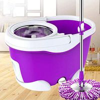 MISTXIN Mop and Buckets 360 Drain Mop Drainage Basket in Stainless Steel, 2 Extra Microfibre Refills for Floor Cleaning/Red,A