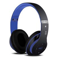 6S Wireless Headphones Over Ear,Noise Cancelling Foldable Wireless Stereo Headsets Earbuds with Built-in Mic, Micro SD/TF, FM for iPhone/Samsung/iPad/PC (Black & Blue)
