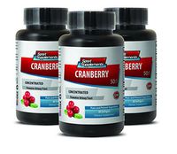 Organic Cranberry Supplement - Cranberry Concentrated Extract 50 : 1 Concentrate Equivalent to 12.600mg - Support Urinary Tract Bladder with Cranberry (3 Bottles)