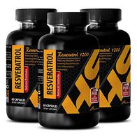 Best antioxidant Supplement - RESVERATROL 1200 - Natural Formula - acai Berry Green Tea - 3 Bottles 180 Capsules
