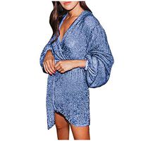 Smoxx Women Tunic Dress Loose Bubble Long Sleeve Plain Solid Oversize Baggy Party Shirt Irregular Mini Short Dresses