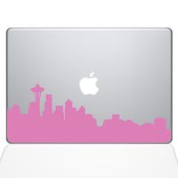 The Decal Guru Seattle City Skyline Decal Vinyl Sticker, 15" MacBook Pro (2016 & Newer Models), Pink (2332-MAC-15X-BG)