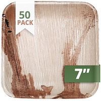 CaterEco Square Palm Leaf Plates Set (Pack of 50) | Salad Plates | Ecofriendly Disposable Dinnerware | Heavy Duty Biodegradable Party Utensils for Wedding, Camping & More
